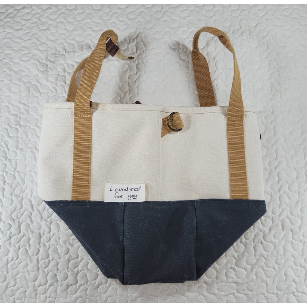 L L Bean Nor'easter Tote Navy/Creme Weather Resistant Boat Bag/Strap CLEAN BIG - Picture 6 of 14
